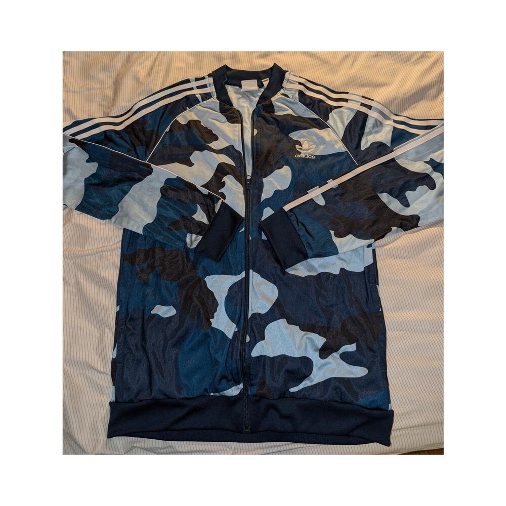 Adidas Blue Camouflage Track Jacket size XL Big Kids